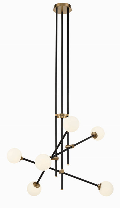 George Kovacs P8155-681 Cosmet Six Light Chandelier, Coal And Aged Brass Main Image.jpg