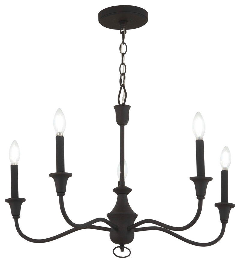 Minka-Lavery 6255-076 Halifax County Five Light Chandelier, Textured Black Main Image.jpg