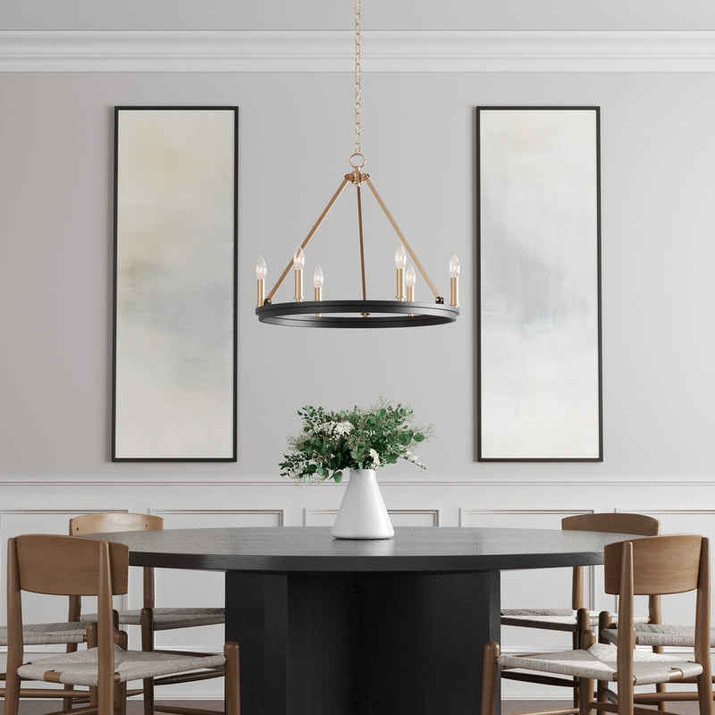 Millennium 9506-MB/MG Carruth Five Light Chandelier, Matte Black Modern Gold Main Image.jpg