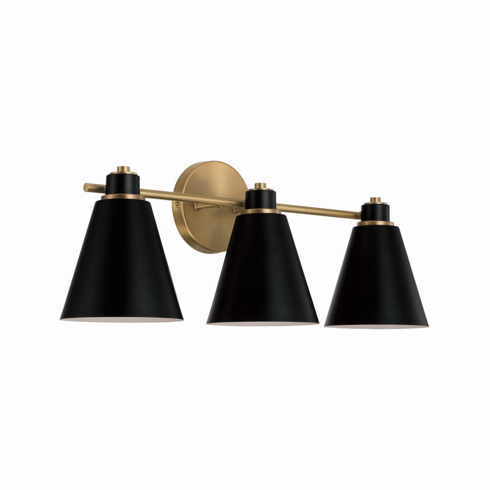 Capital Lighting 150131AB Bradley Three Light Vanity, Aged Brass and Black Main Image.jpg