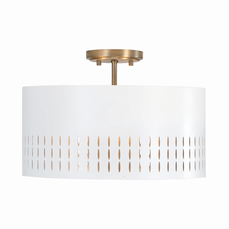 Capital Lighting 250231AW Dash Three Light Semi-Flush Mount, Aged Brass and White Main Image.jpg