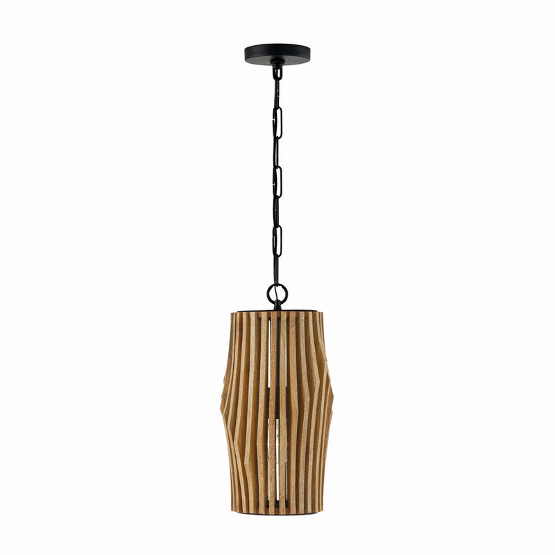 Capital Lighting 344613WK Archer One Light Pendant, Light Wood and Matte Black Main Image.jpg