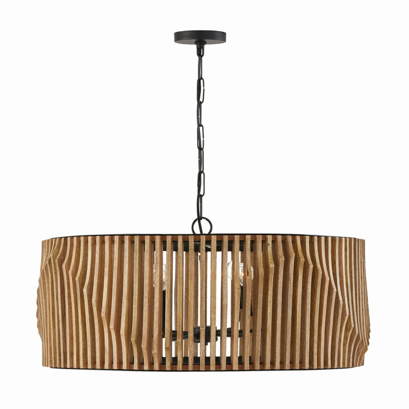 Capital Lighting 344664WK Archer Six Light Pendant, Light Wood and Matte Black Main Image.jpg