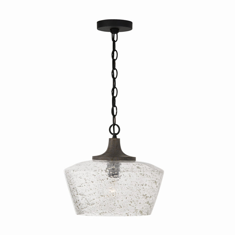 Capital Lighting 347611CK Clive One Light Pendant, Carbon Grey and Black Iron Main Image.jpg