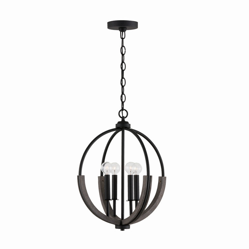 Capital Lighting 347642CK Clive Four Light Pendant, Carbon Grey and Black Iron Main Image.jpg