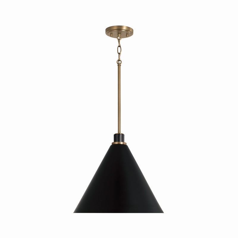 Capital Lighting 350112AB One Light Pendant, Aged Brass and Black