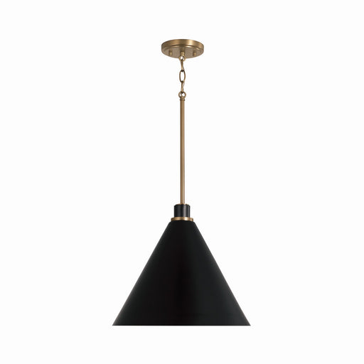 Capital Lighting 350112AB One Light Pendant, Aged Brass and Black