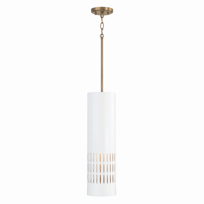 Capital Lighting 350211AW Dash One Light Pendant, Aged Brass and White Main Image.jpg