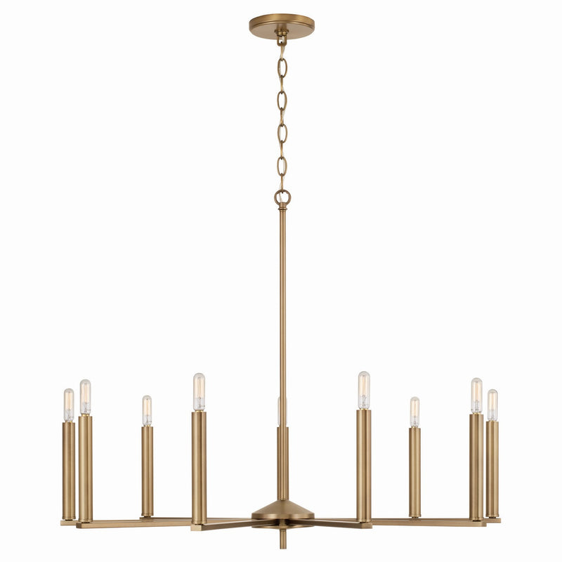 Capital Lighting 448691AD Portman Nine Light Chandelier, Aged Brass Main Image.jpg