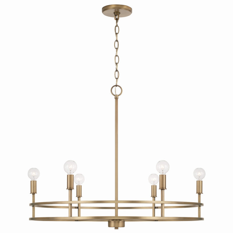 Capital Lighting 448761AD Fuller Six Light Chandelier, Aged Brass Main Image.jpg