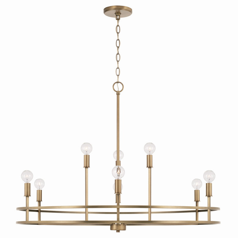 Capital Lighting 448791AD Fuller Nine Light Chandelier, Aged Brass Main Image.jpg