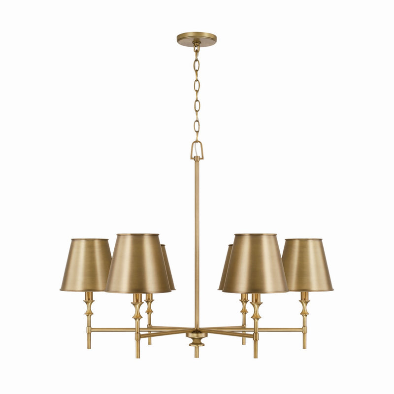Capital Lighting 449761AD-707 Whitney Six Light Chandelier, Aged Brass Main Image.jpg