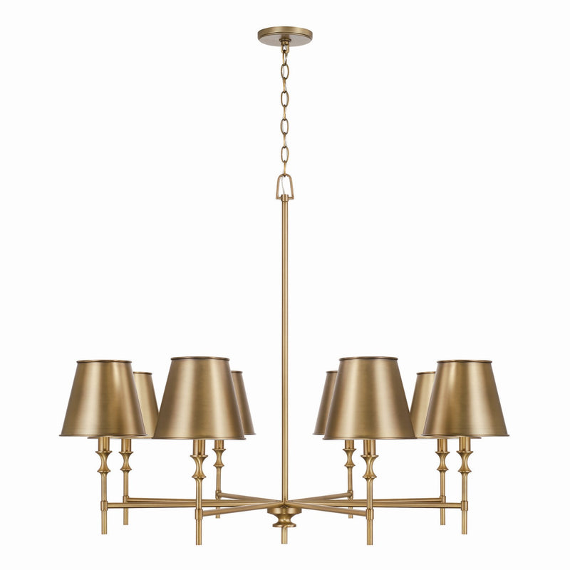 Capital Lighting 449781AD-707 Whitney Eight Light Chandelier, Aged Brass Main Image.jpg