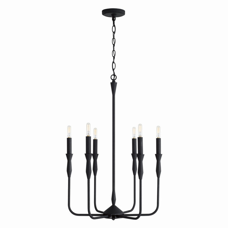Capital Lighting 450361XK Paloma Six Light Chandelier, Textured Black Main Image.jpg