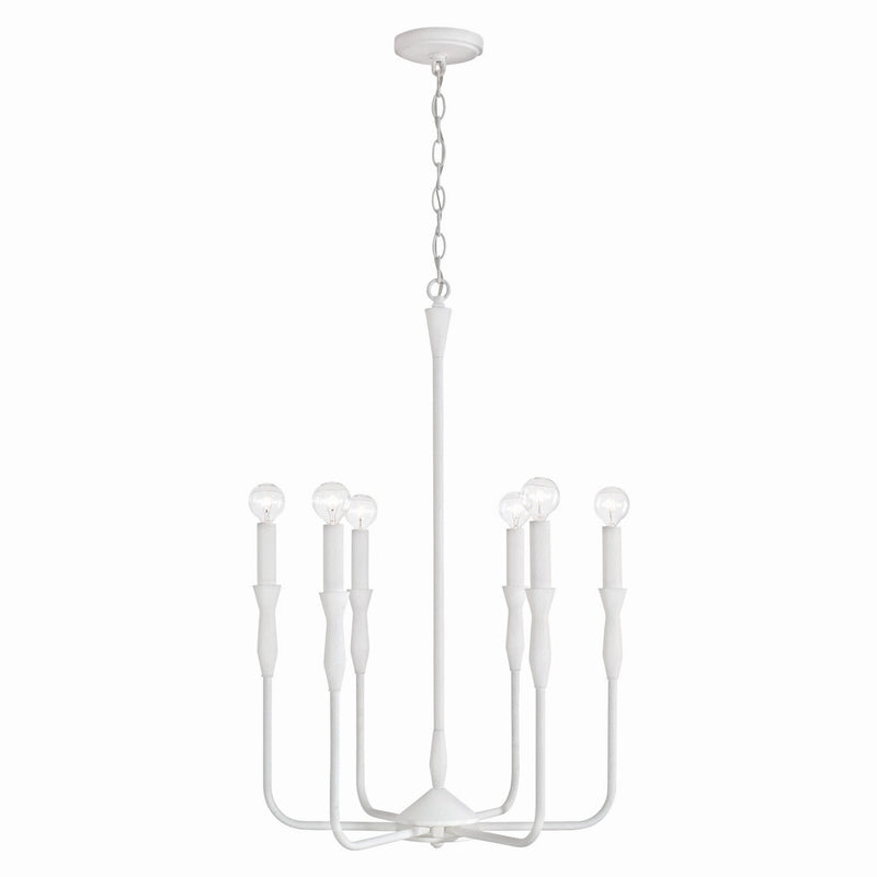 Capital Lighting 450361XW Paloma Six Light Chandelier, Textured White Main Image.jpg