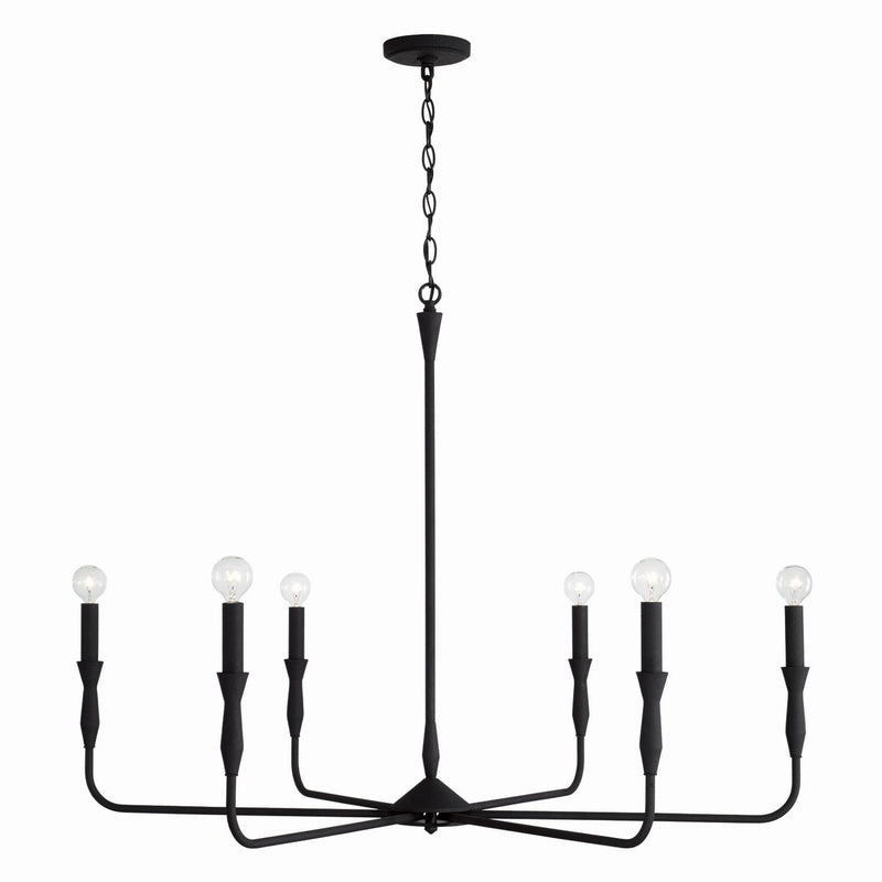 Capital Lighting 450362XK Paloma Six Light Chandelier, Textured Black Main Image.jpg