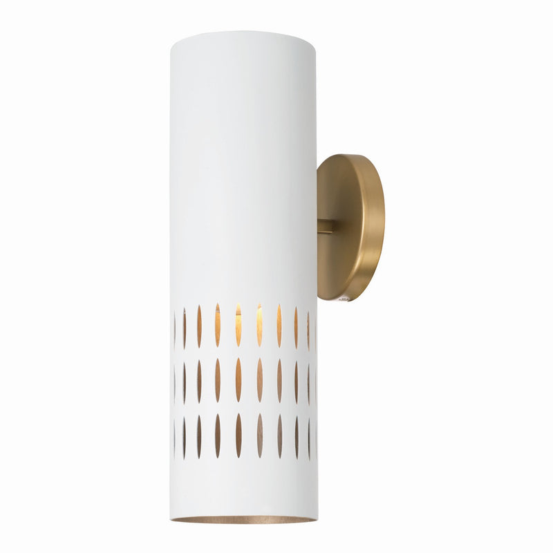 Capital Lighting 650211AW Dash One Light Wall Sconce, Aged Brass and White Main Image.jpg