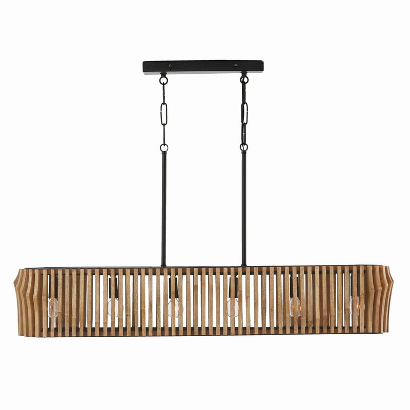 Capital Lighting 844661WK Archer Six Light Island Pendant, Light Wood and Matte Black Main Image.jpg