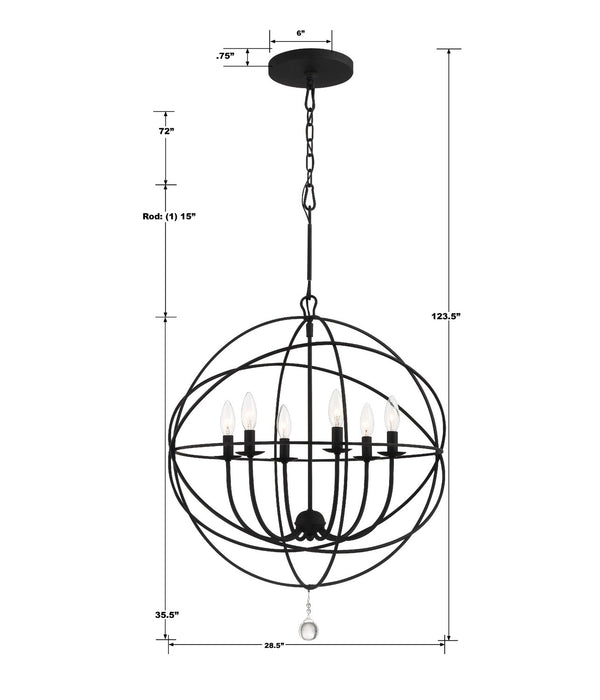 Crystorama 9228-BK Solaris Six Light Chandelier Black Alternate Image 2.jpg