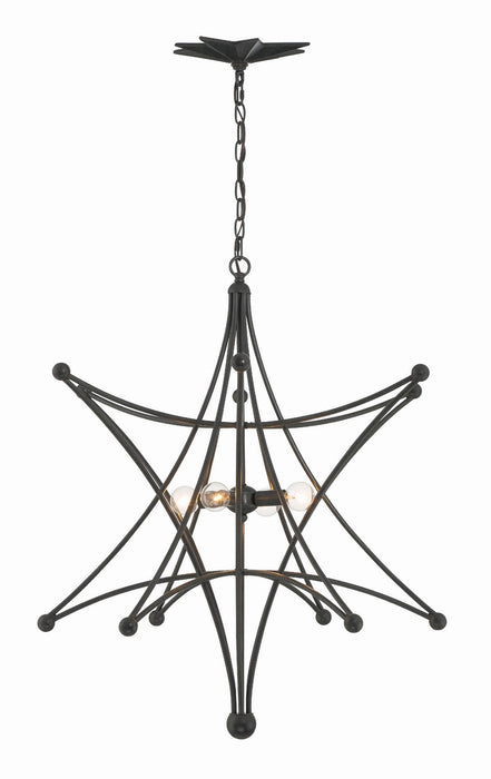 Crystorama 9236-BK Astro Four Light Chandelier Black Alternate Image.jpg
