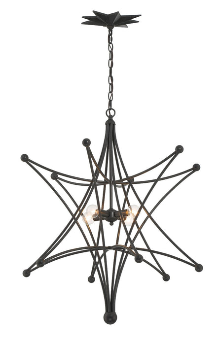 Crystorama 9236-BK Astro Four Light Chandelier Black Main Image.jpg