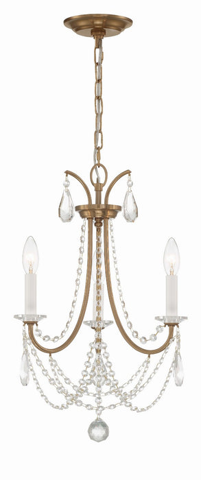 Crystorama KAR-90903-AG-CL-MWP Karrington Three Light Mini Chandelier Aged Brass Main Image.jpg
