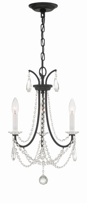 Crystorama KAR-90903-MK-CL-MWP Karrington Three Light Mini Chandelier Matte Black Main Image.jpg