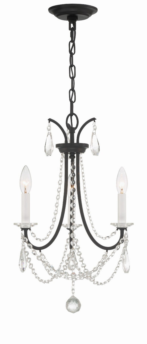 Crystorama KAR-90903-MK-CL-MWP Karrington Three Light Mini Chandelier Matte Black Main Image.jpg
