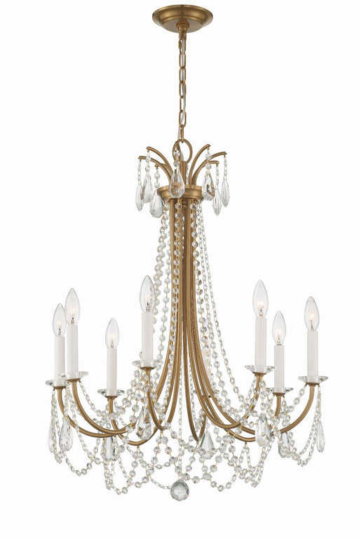 Crystorama KAR-90908-AG-CL-MWP Karrington Eight Light Chandelier Aged Brass Main Image.jpg