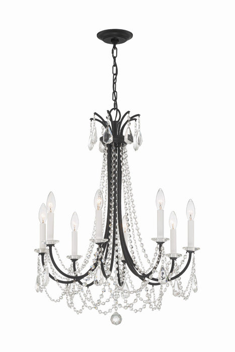 Crystorama KAR-90908-MK-CL-MWP Karrington Eight Light Chandelier Matte Black Main Image.jpg