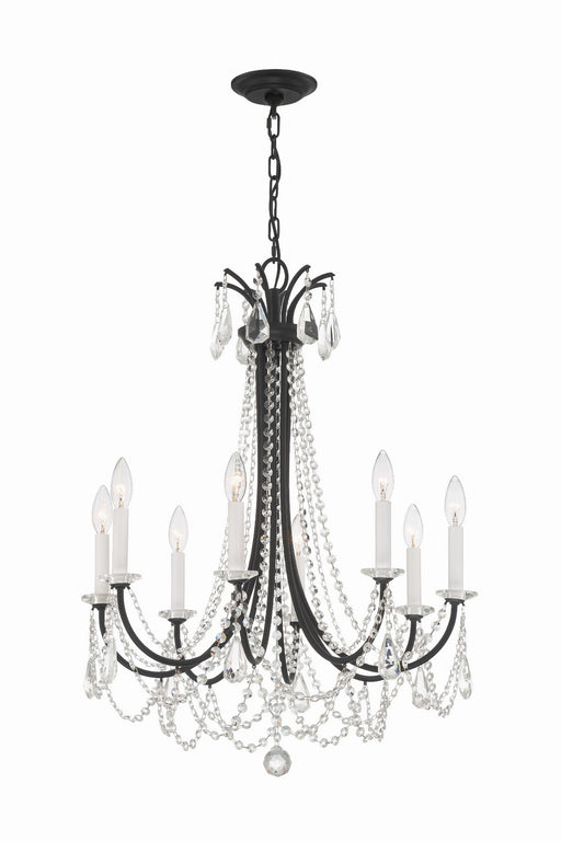 Crystorama KAR-90908-MK-CL-MWP Karrington Eight Light Chandelier Matte Black Main Image.jpg