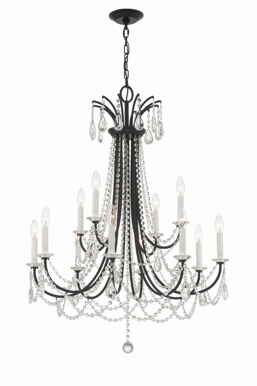 Crystorama KAR-90912-MK-CL-MWP Karrington 12 Light Chandelier Matte Black Main Image.jpg