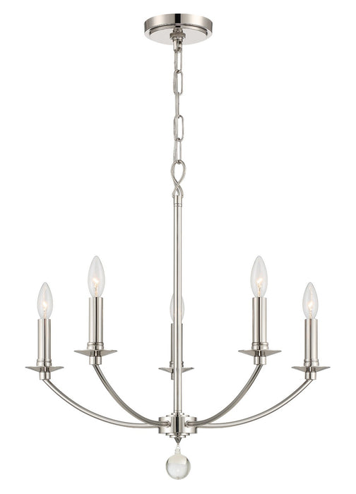 Crystorama MIL-8005-PN Mila Five Light Chandelier Polished Nickel Main Image.jpg