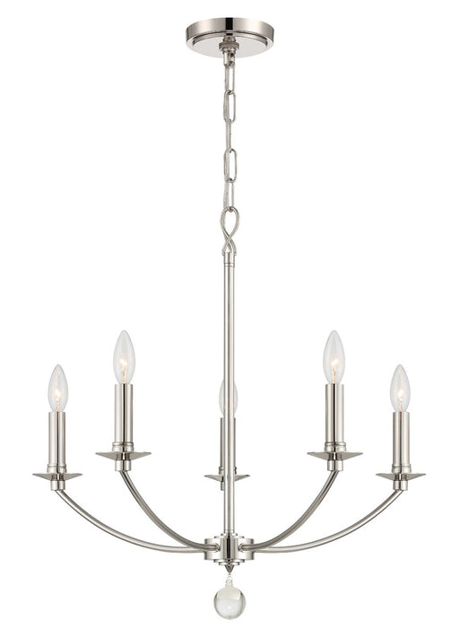 Crystorama MIL-8005-PN Mila Five Light Chandelier Polished Nickel Main Image.jpg