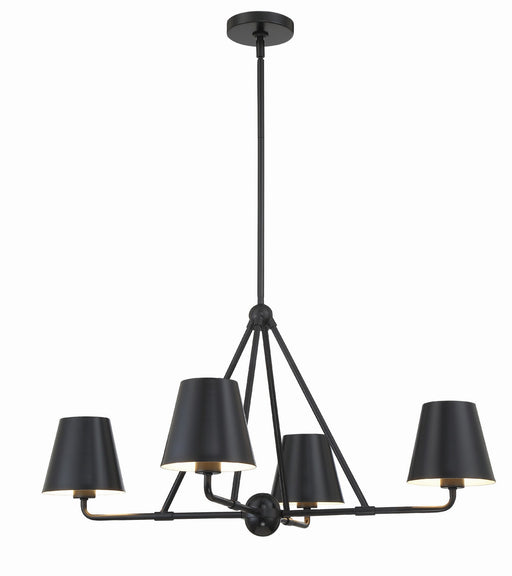 Crystorama XAV-B9304-MK Xavier Four Light Chandelier Matte Black Main Image.jpg