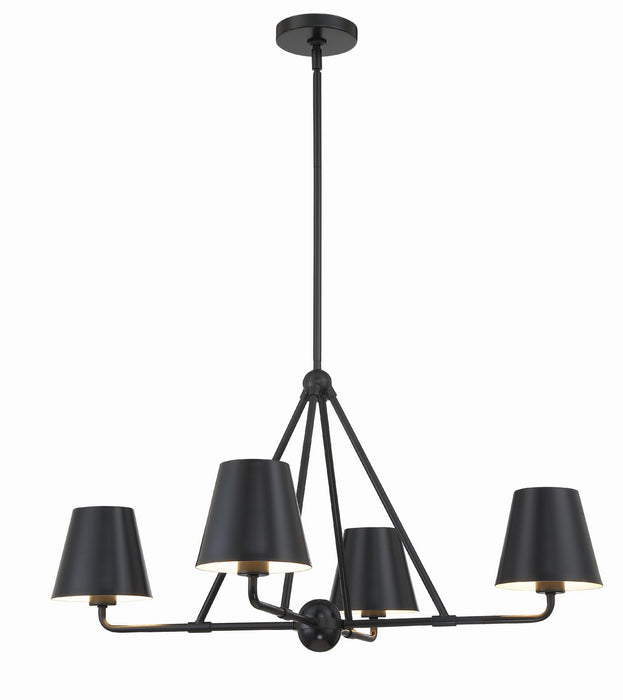 Crystorama XAV-B9304-MK Xavier Four Light Chandelier Matte Black Main Image.jpg