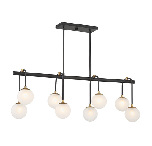 Savoy House 1-6699-8-143 Eight Light Linear Chandelier, Matte Black w/Warm Brass