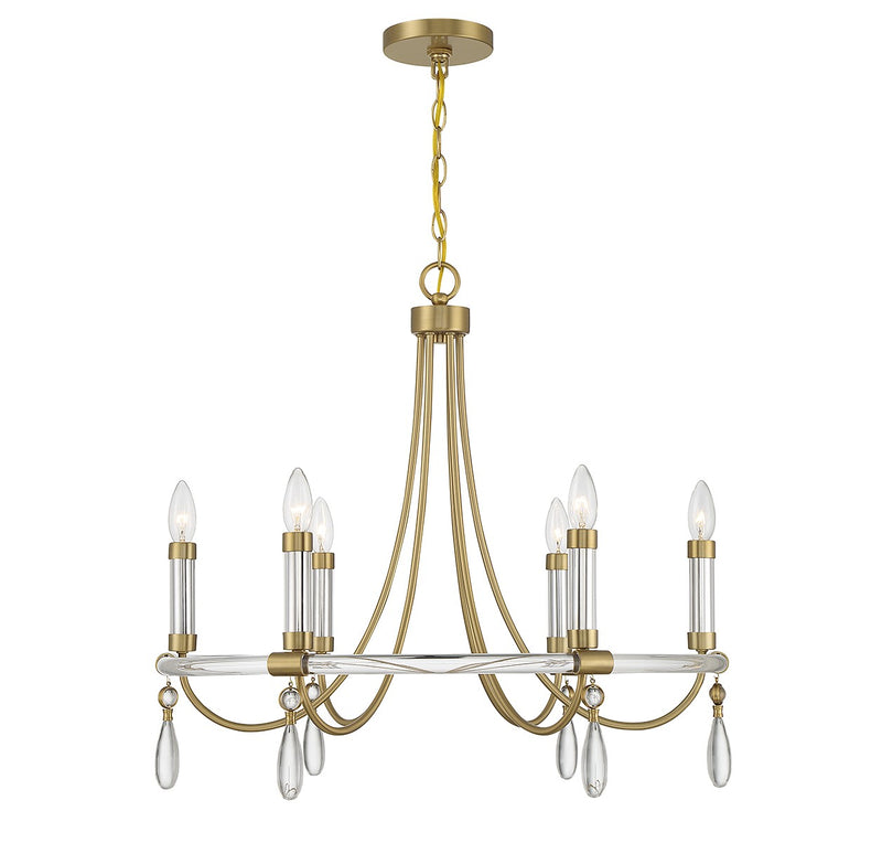 Savoy House 1-7716-6-195 Six Light Chandelier, Warm Brass/Chrome