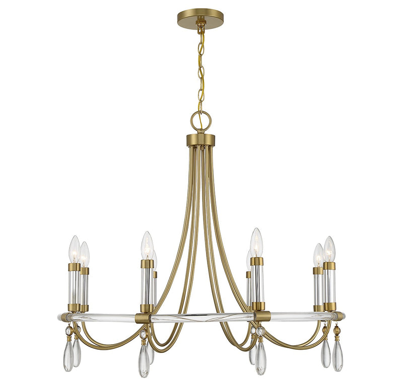 Savoy House 1-7718-8-195 Eight Light Chandelier, Warm Brass/Chrome