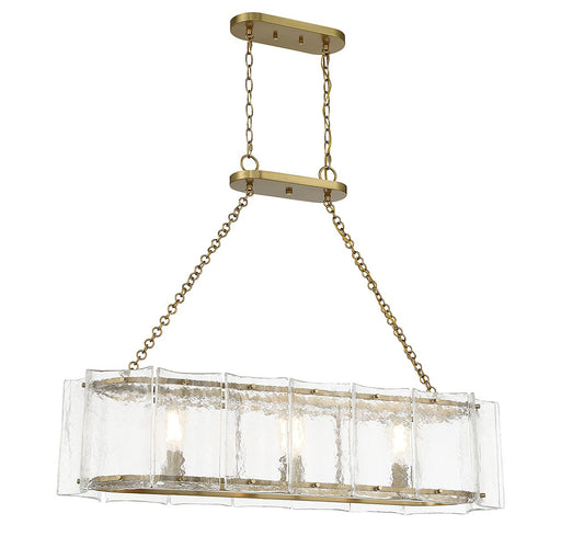 Savoy House 1-8203-3-322 Three Light Linear Chandelier, Warm Brass