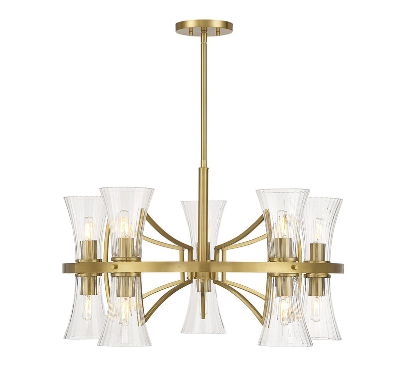 Savoy House 1-9704-10-322 Ten Light Chandelier, Warm Brass