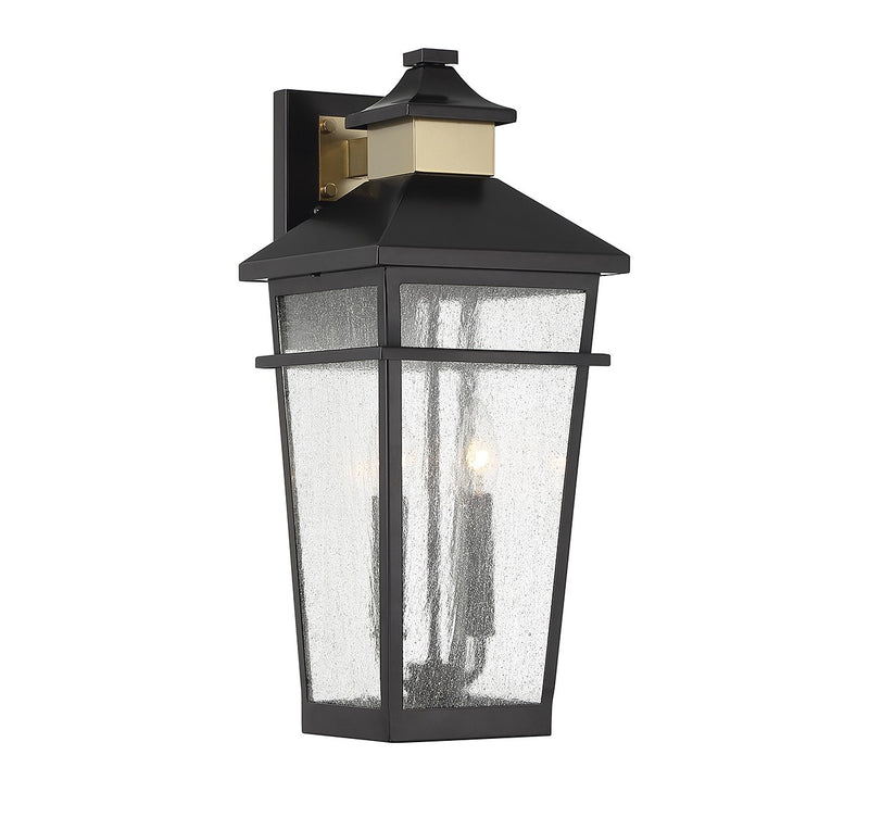Savoy House 5-714-143 Two Light Outdoor Wall Lantern, Matte Black w/Warm Brass