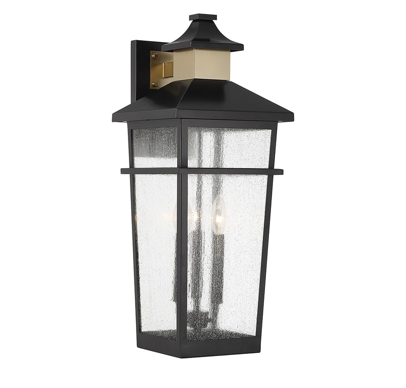 Savoy House 5-715-143 Three Light Outdoor Wall Lantern, Matte Black w/Warm Brass