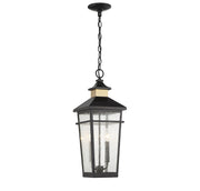 Savoy House 5-717-143 Two Light Outdoor Hanging Lantern, Matte Black w/Warm Brass