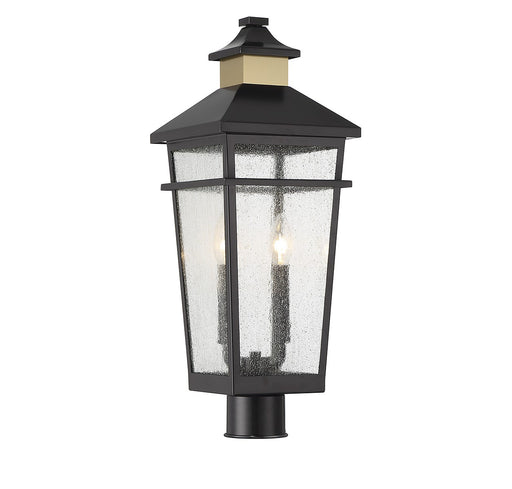 Savoy House 5-718-143 Two Light Outdoor Post Lantern, Matte Black w/Warm Brass