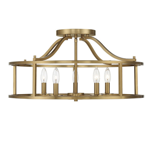Savoy House 6-1679-5-322 Five Light Semi Flush Mount, Warm Brass