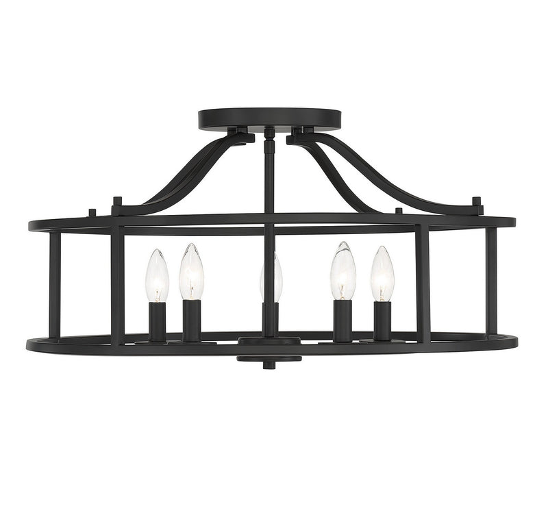 Savoy House 6-1679-5-89 Five Light Semi Flush Mount, Matte Black