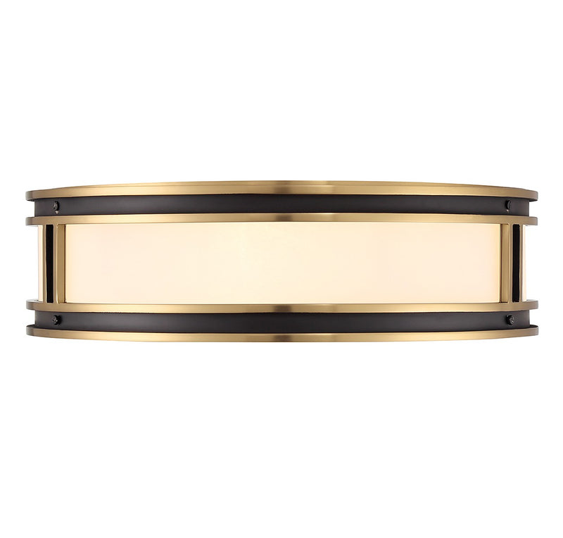 Savoy House 6-1822-4-143 Four Light Flush Mount, Matte Black w/Warm Brass