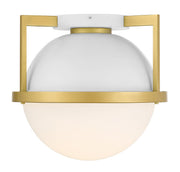 Savoy House 6-4602-1-142 One Light Flush Mount, White with Warm Brass