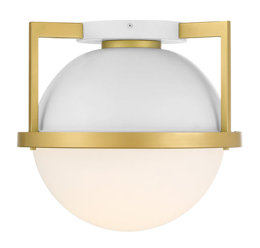 Savoy House 6-4602-1-142 One Light Flush Mount, White with Warm Brass